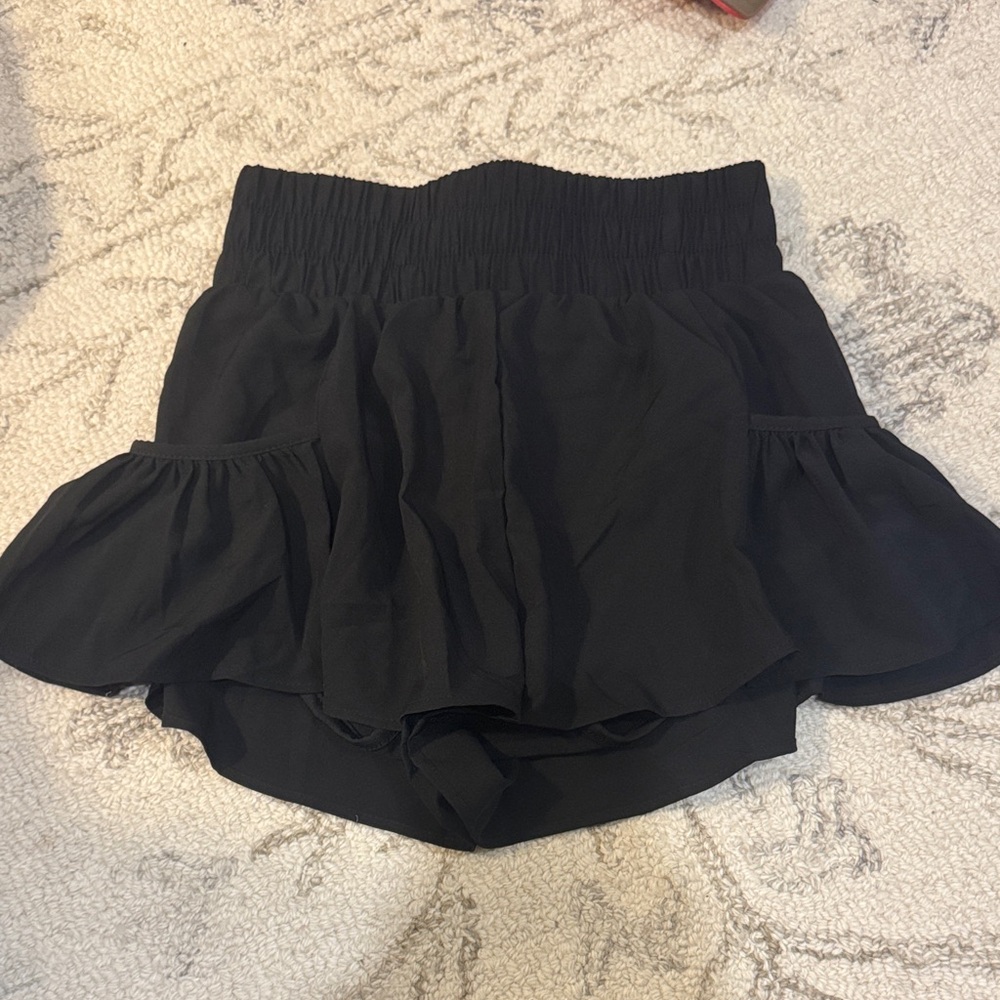 Black Ruffled Shorts